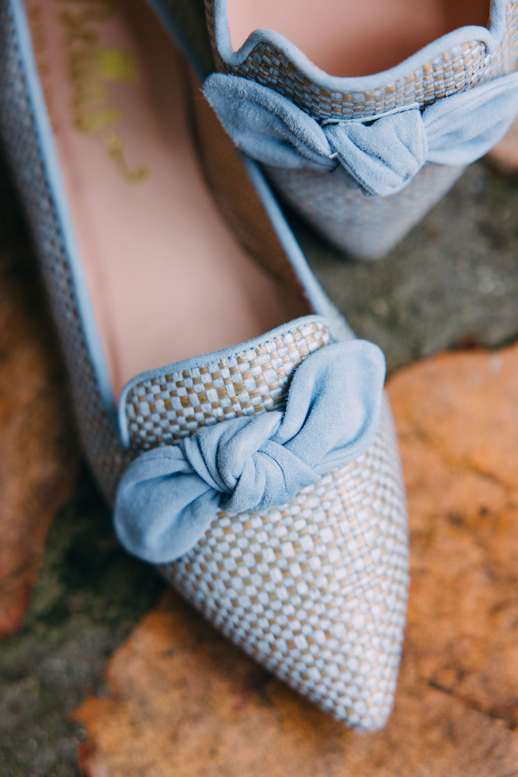 Jeans raffia bow loafer Pointy