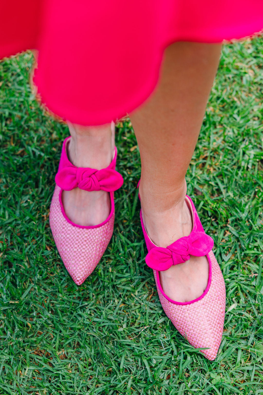 Hot Pink Raffia Mules