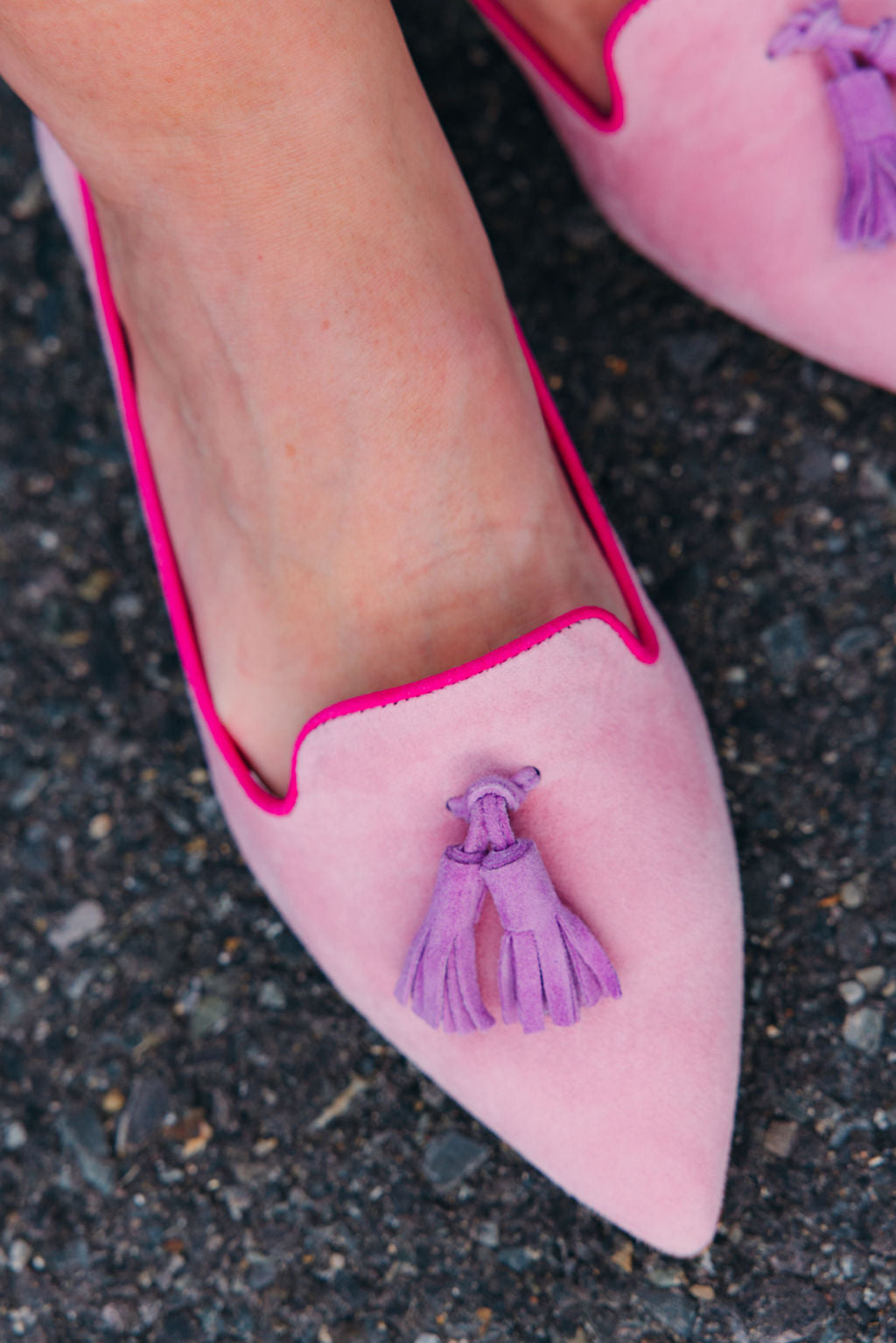 Pig Rose-Bouganville-Hot Pink Tasselloafer Pointy (kurzer Tassel)