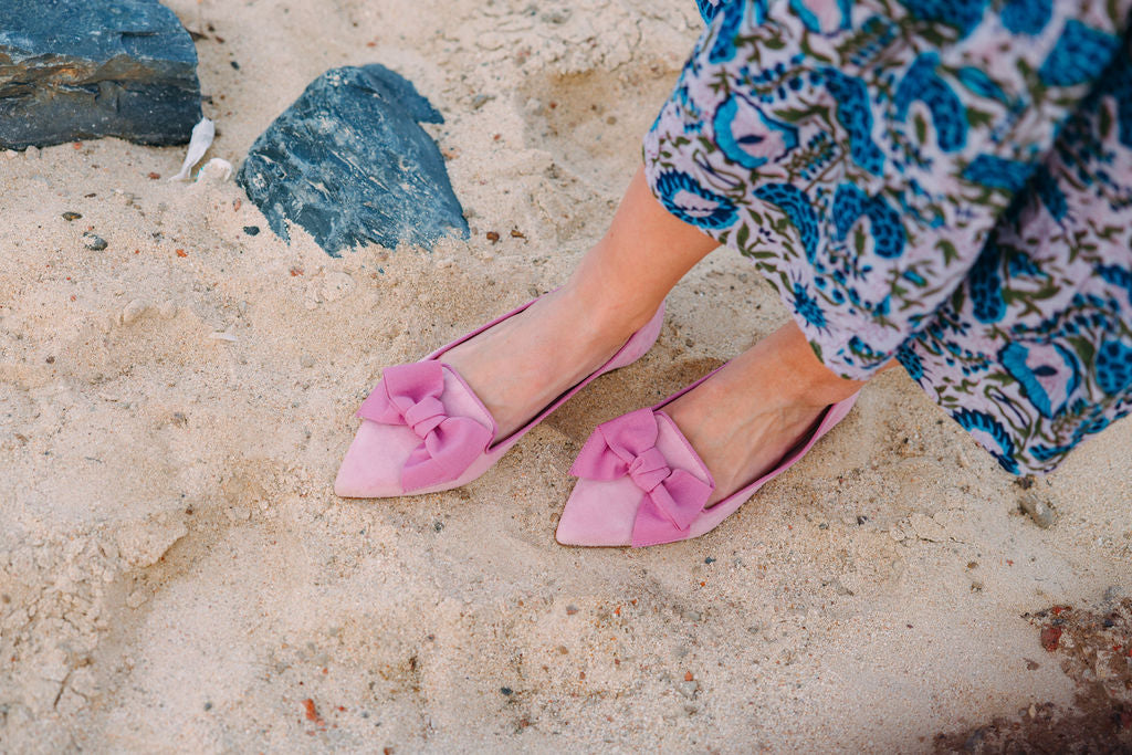 Pig Rose-Ortensia bow loafer Pointy