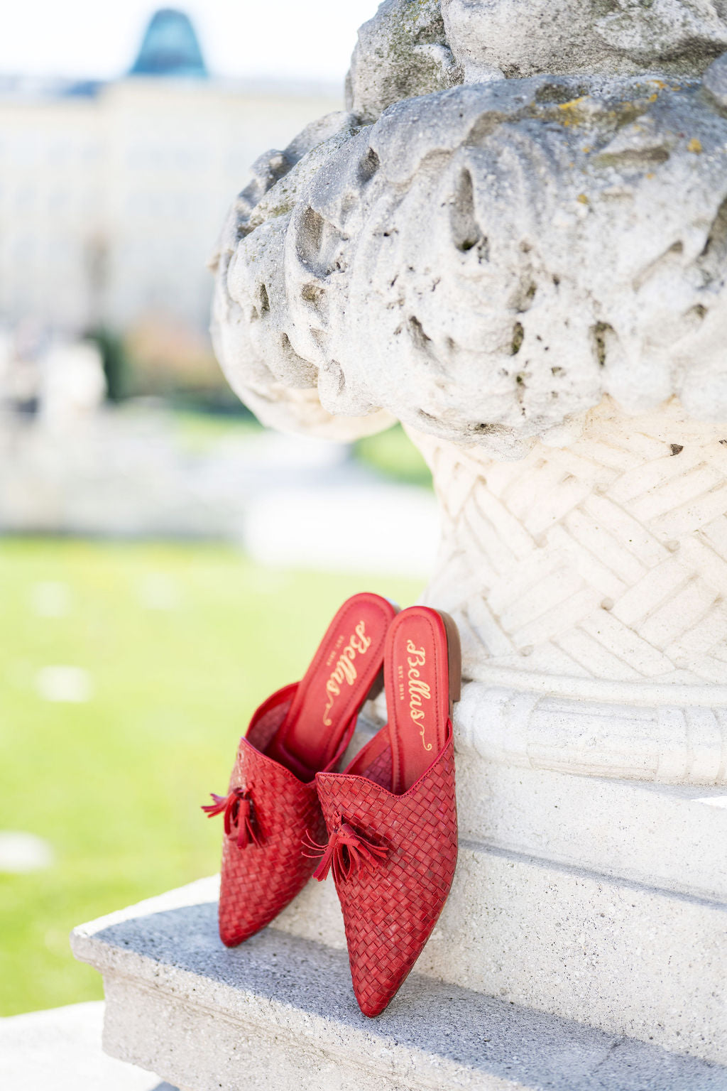 Red Woven Tassel Mules