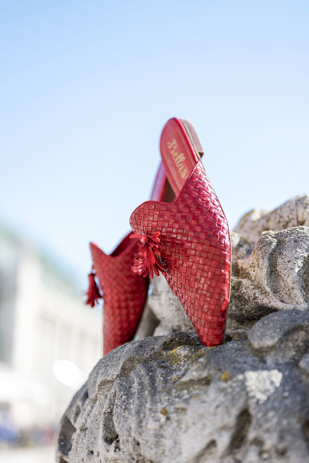 Red Woven Tassel Mules