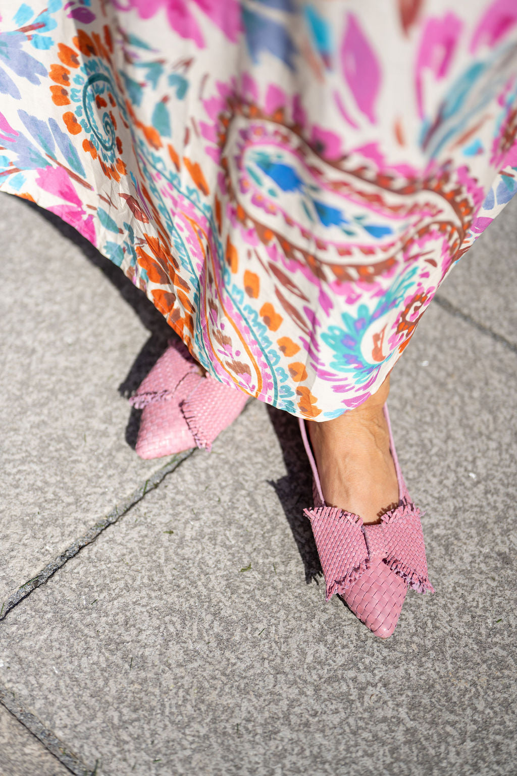 Pink Woven Schleifenloafer Pointy