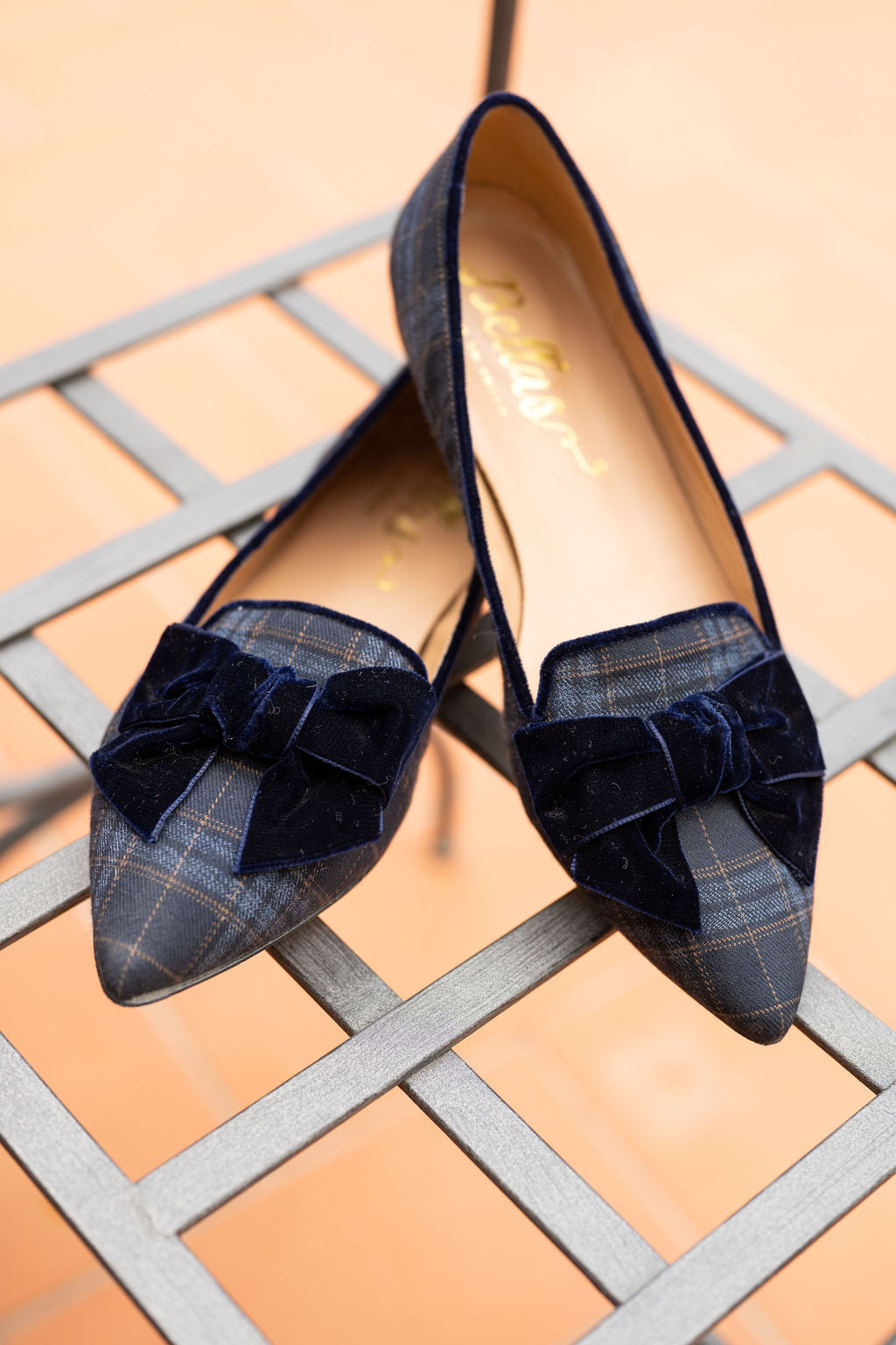 Blu-Marrone Karo Schleifenloafer Pointy