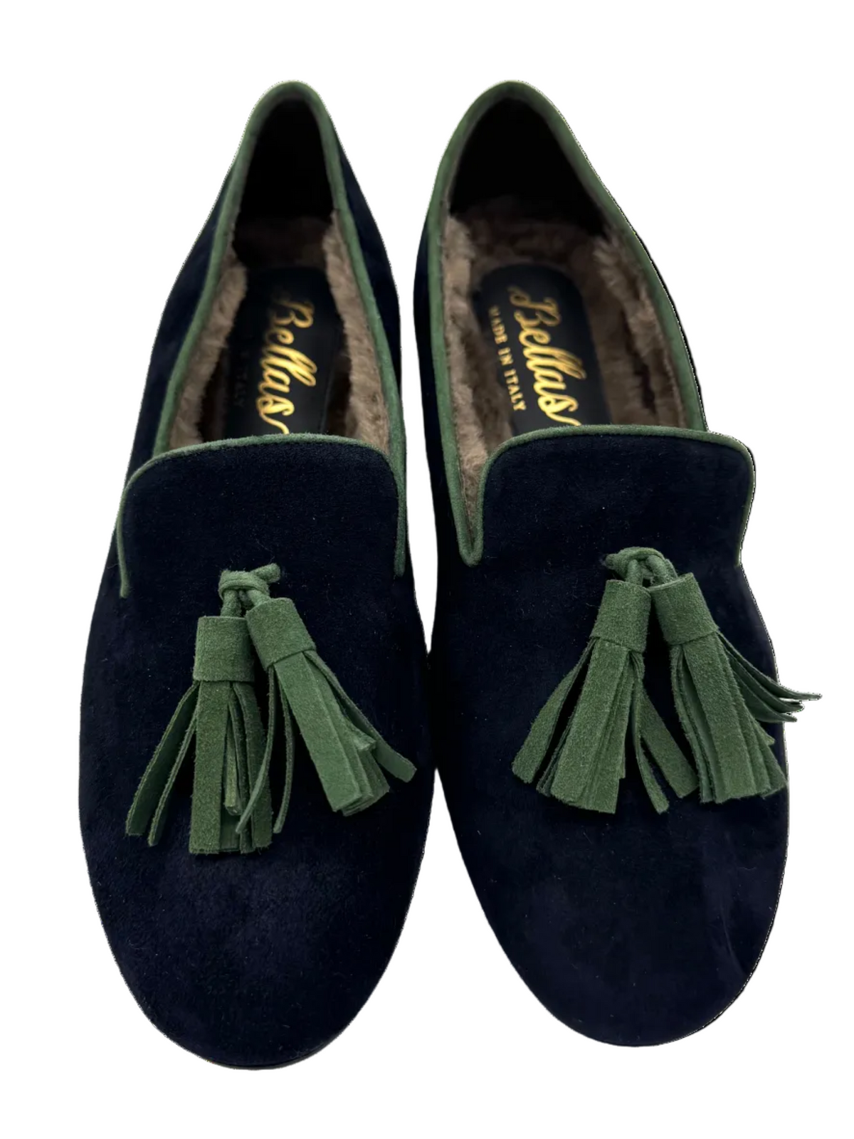 Blu Notte-Verde Tasselloafer gefüttert