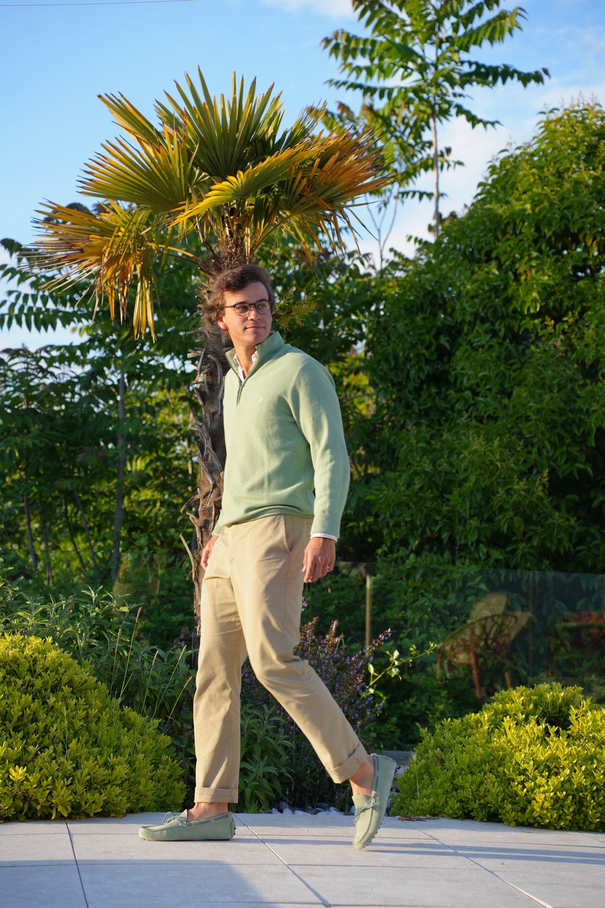 Verde Chiaro-Petrol Moccasins Herren