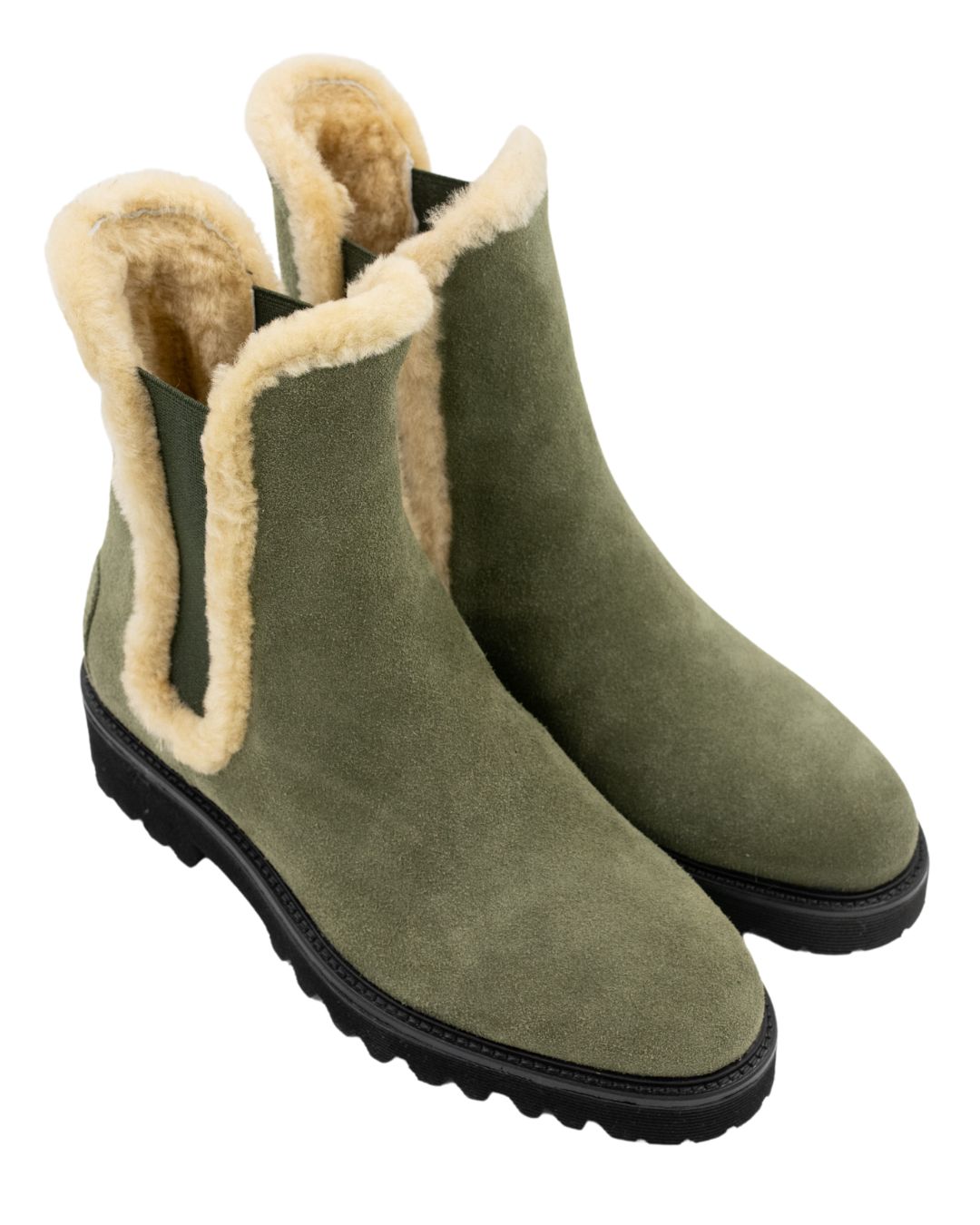 Chelsea boots olive with lambskin lining