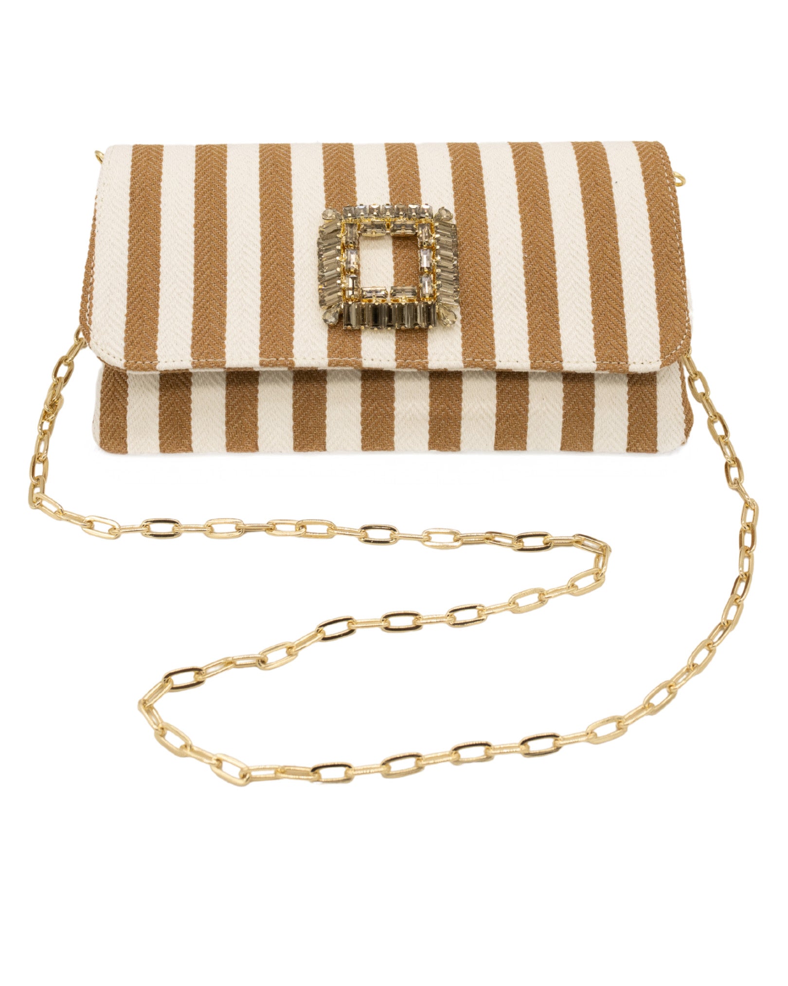 Cognac Stripes Clutch