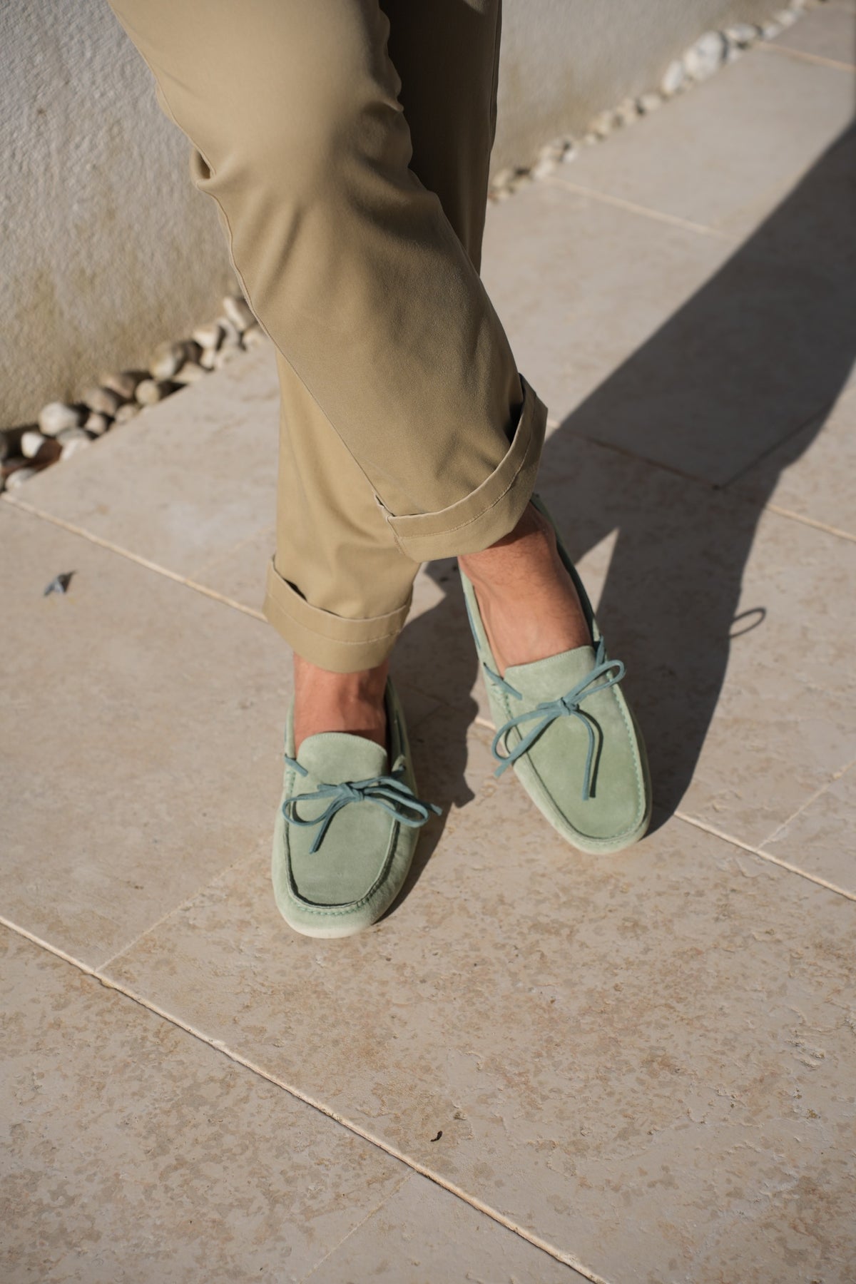 Verde Chiaro-Petrol Moccasins Herren