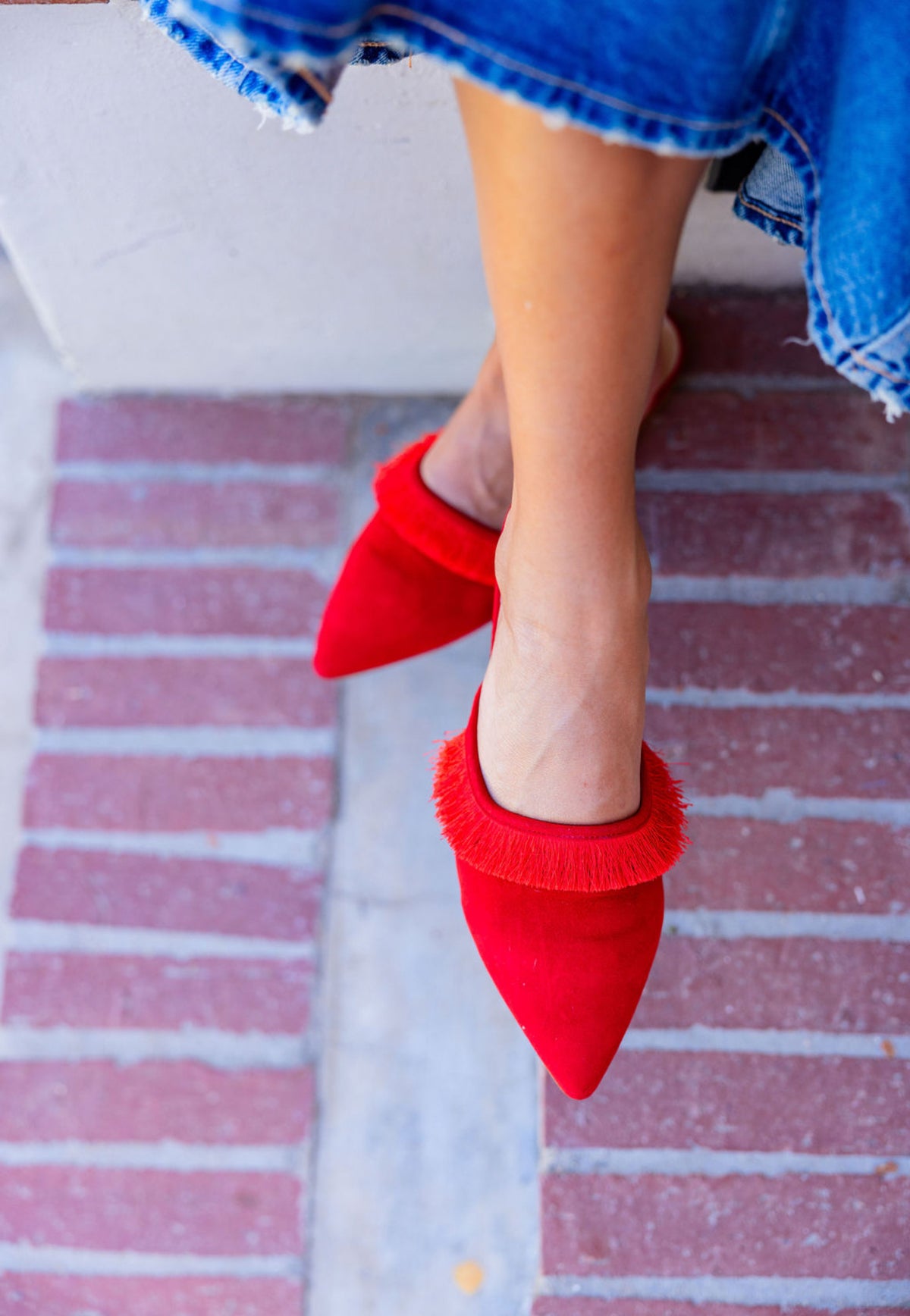 Mules Rosso Fringed