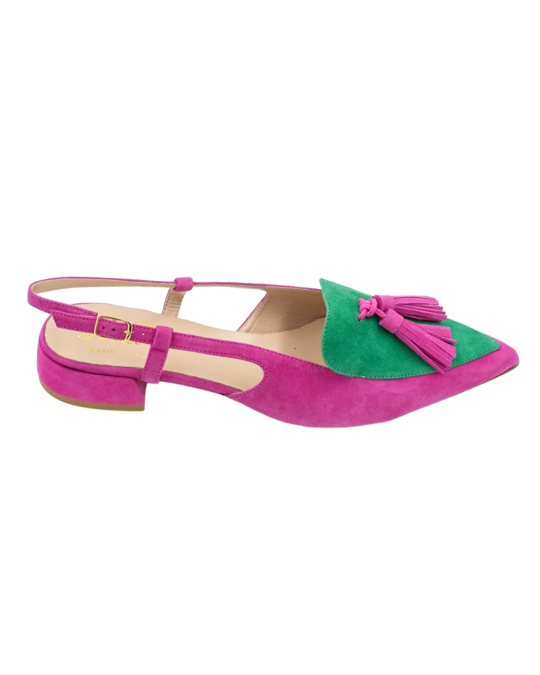 Hot Pink-Verde Estivo Tassel Slingback