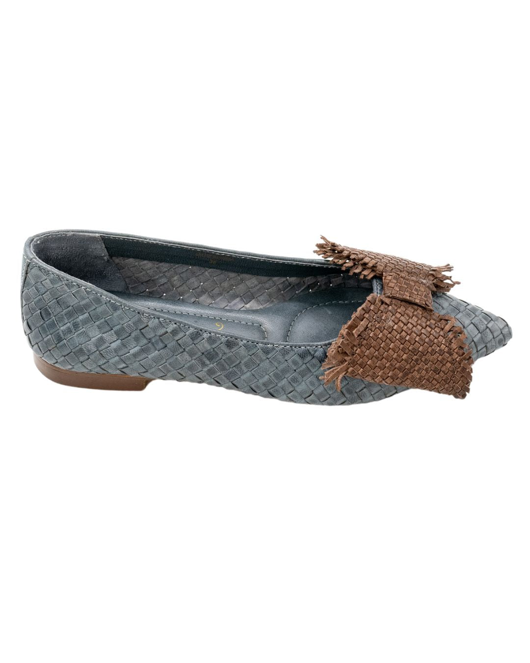 Jeans-Brown Woven Schleifenloafer Pointy