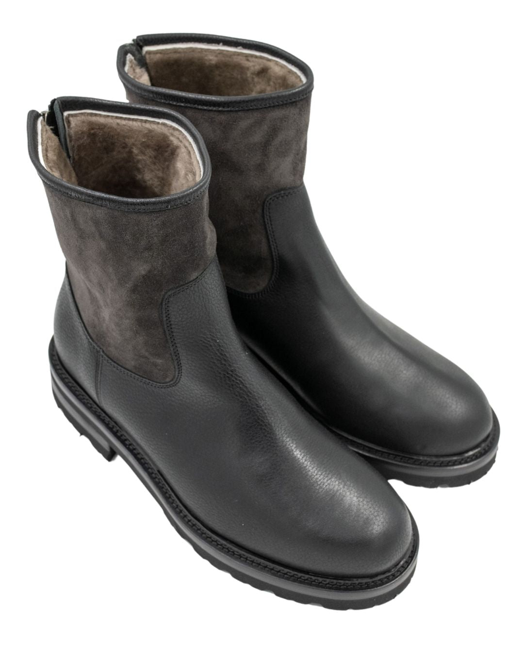 "Olivia" Nero/Asphalt lined with lambskin