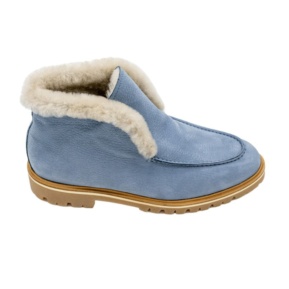 Denim lined ankle boots with profile sole