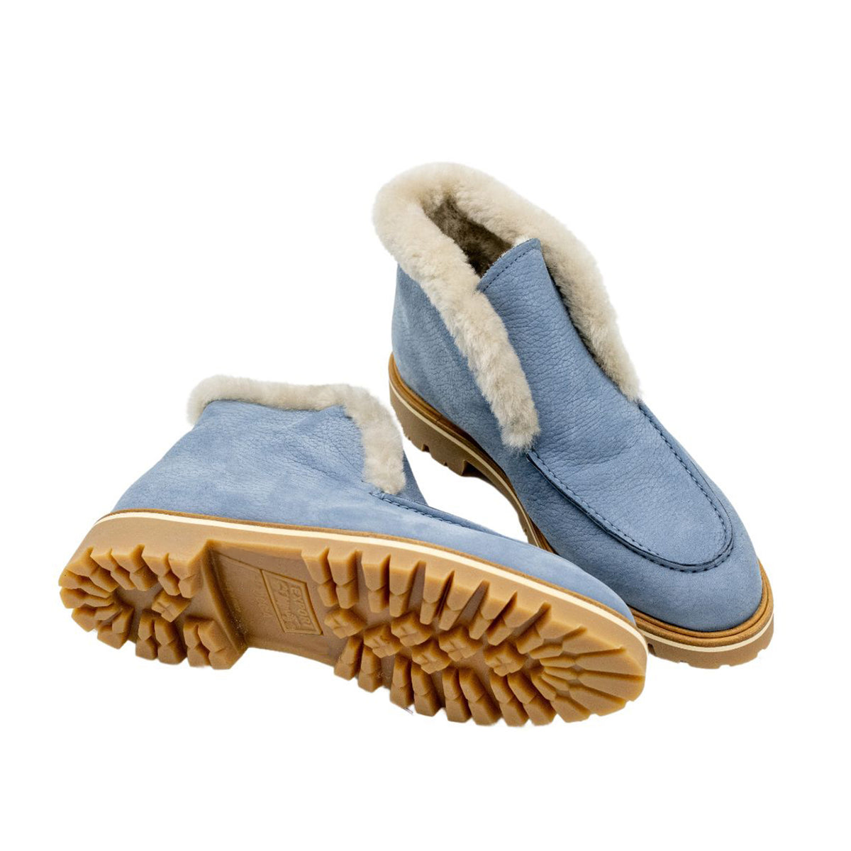 Denim lined ankle boots with profile sole