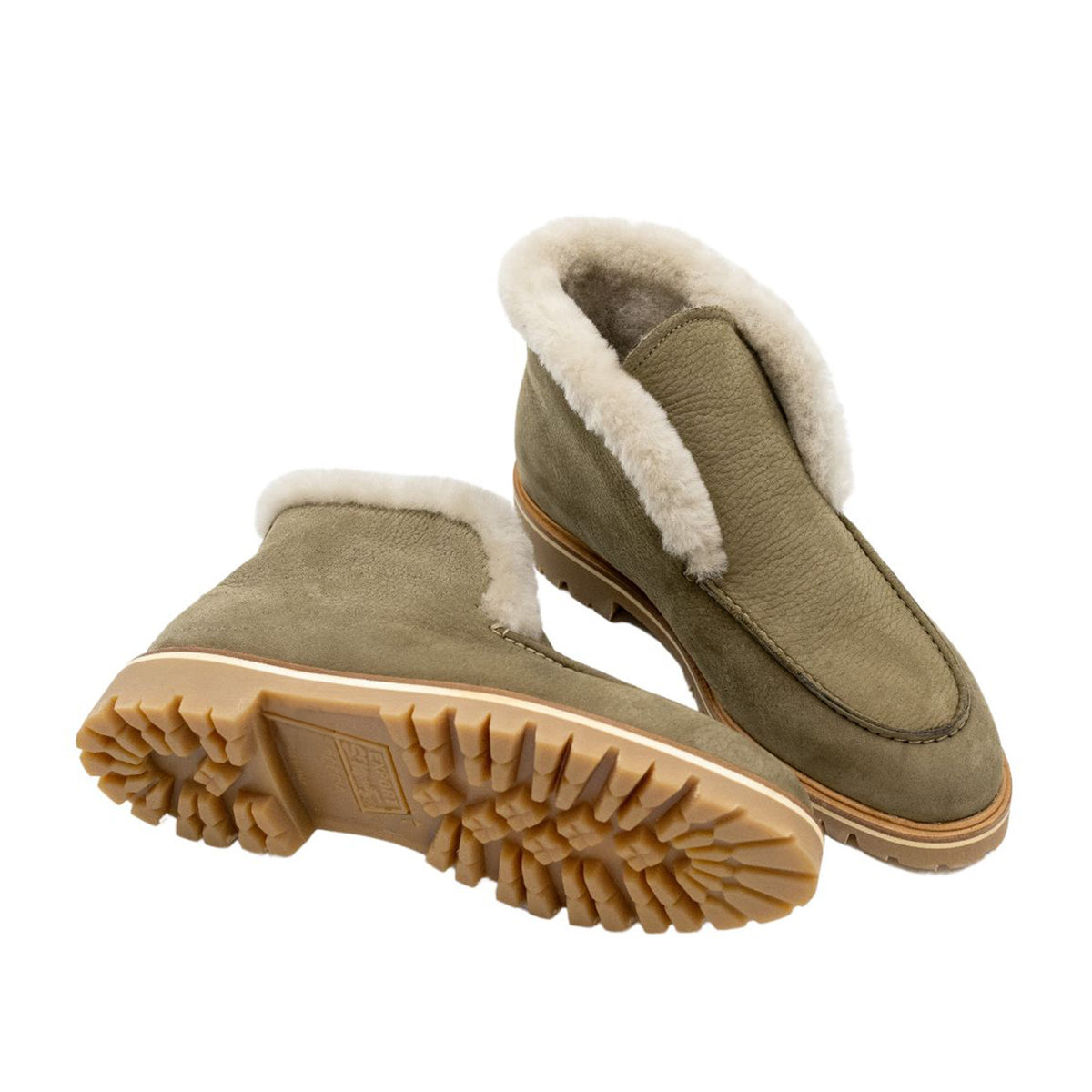 Ankle boots taupe lined with profile sole