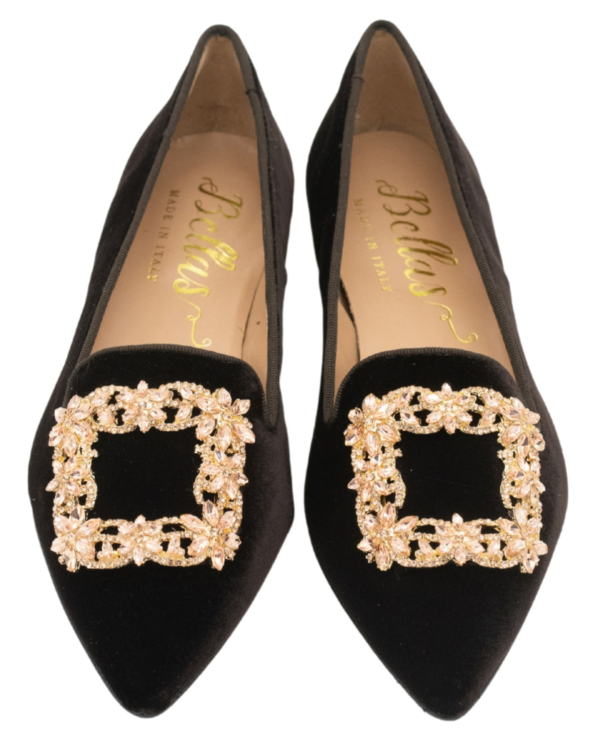 T.Moro Velvet Glitter Buckle Pointy Loafer