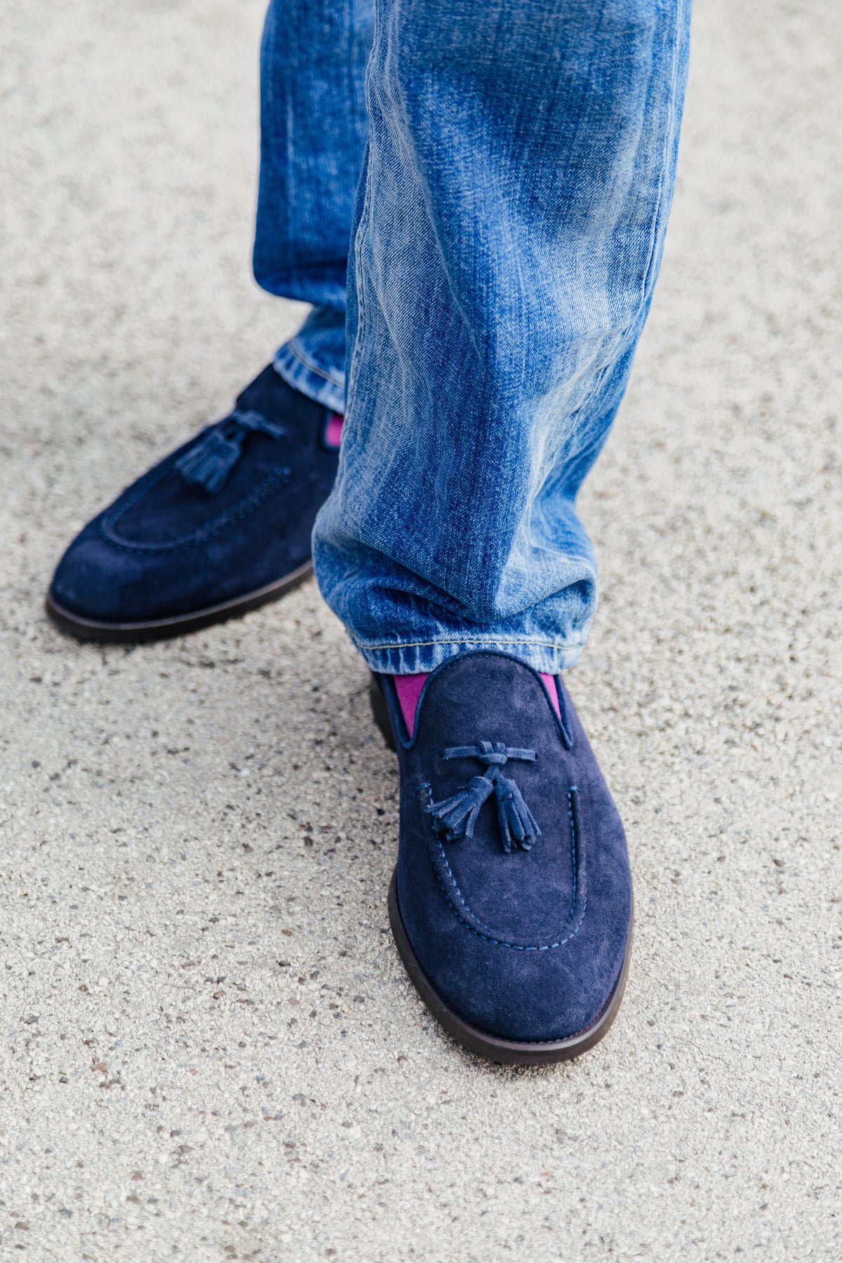 Herren Tasselloafer Blu New Flac