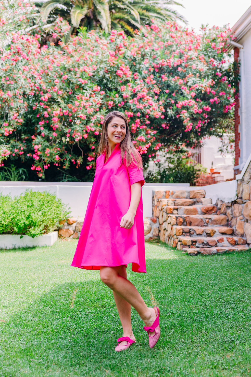Hot Pink Raffia Mules