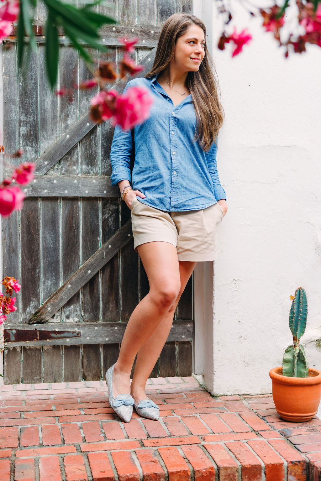Jeans raffia bow loafer Pointy