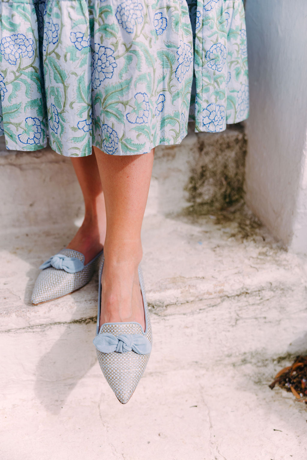 Jeans raffia bow loafer Pointy