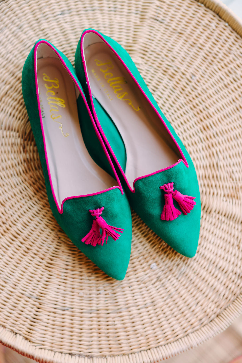 Verde Estivo-Fuxia Tasselloafer Pointy (short tassel)