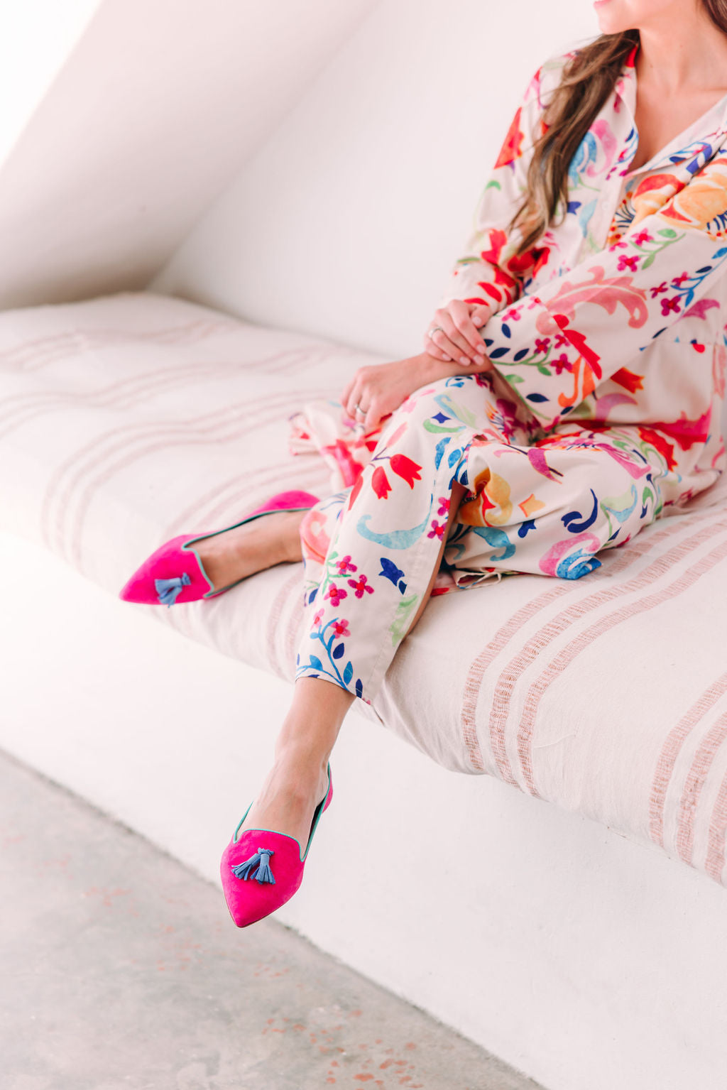 Hot Pink-Onda-Tiffany Tassel Loafer Pointy (short tassel)