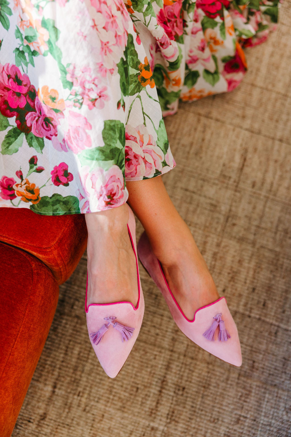 Pig Rose-Bouganville-Hot Pink Tasselloafer Pointy (kurzer Tassel)