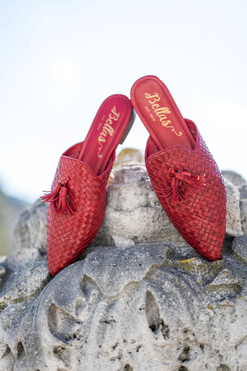 Red Woven Tassel Mules
