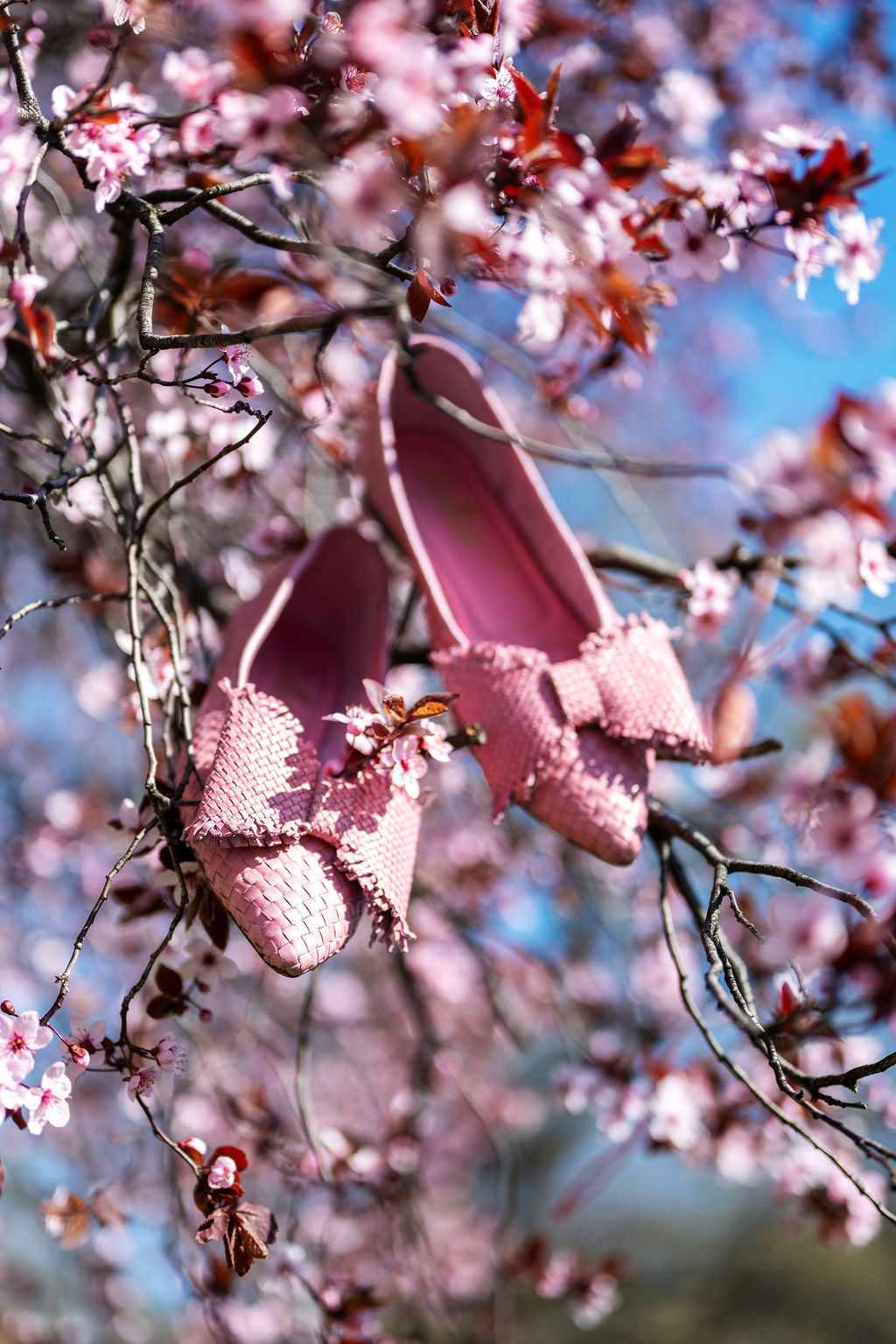 Pink Woven Schleifenloafer Pointy