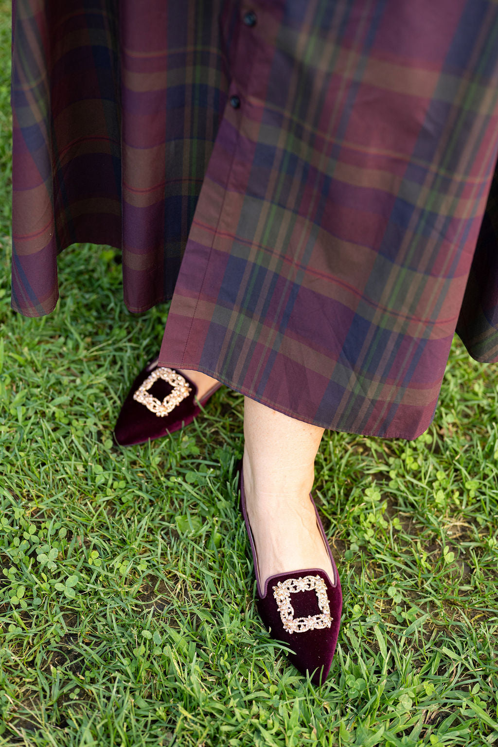 Bordeaux Velvet Glitter Buckle Pointy Loafer