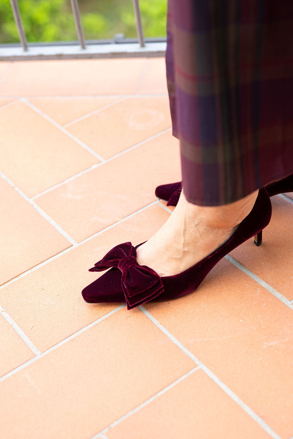 Rubino Velvet Schleifen Pumps