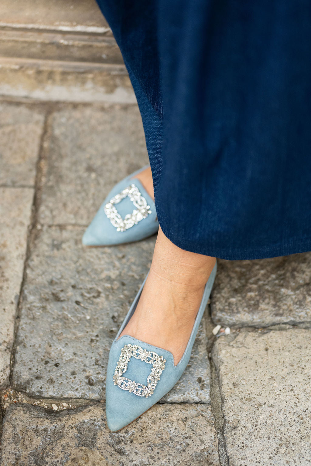Artic Glitter Buckle Pointy Loafer