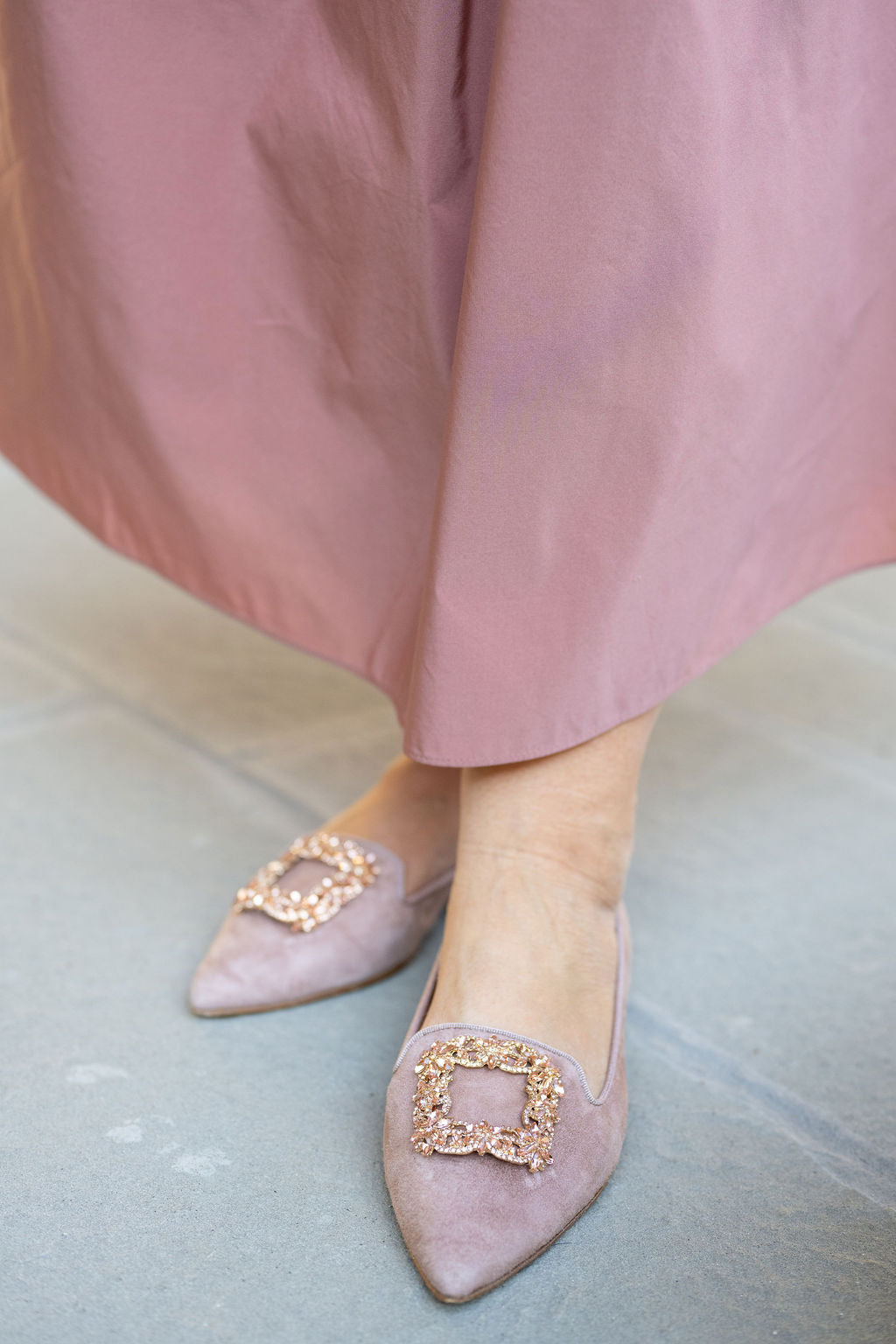 Pink Glitter Buckle Pointy Loafer
