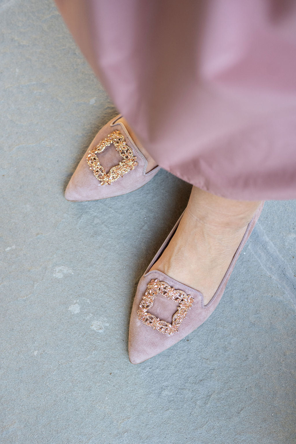 Pink Glitter Buckle Pointy Loafer