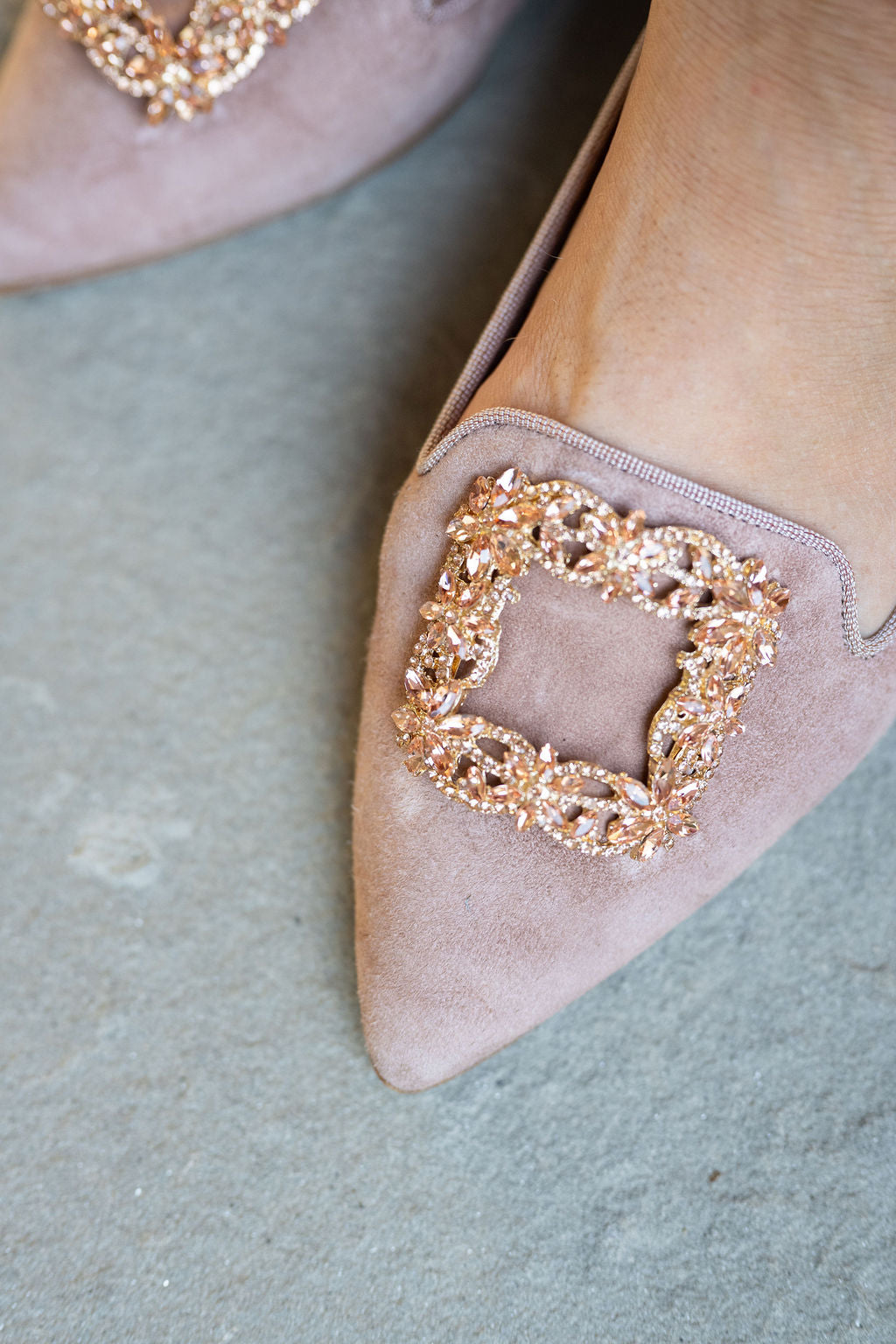 Pink Glitter Buckle Pointy Loafer