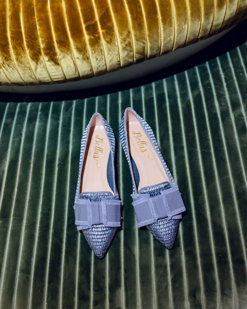 Grigio Raffia Schleifenloafer Pointy