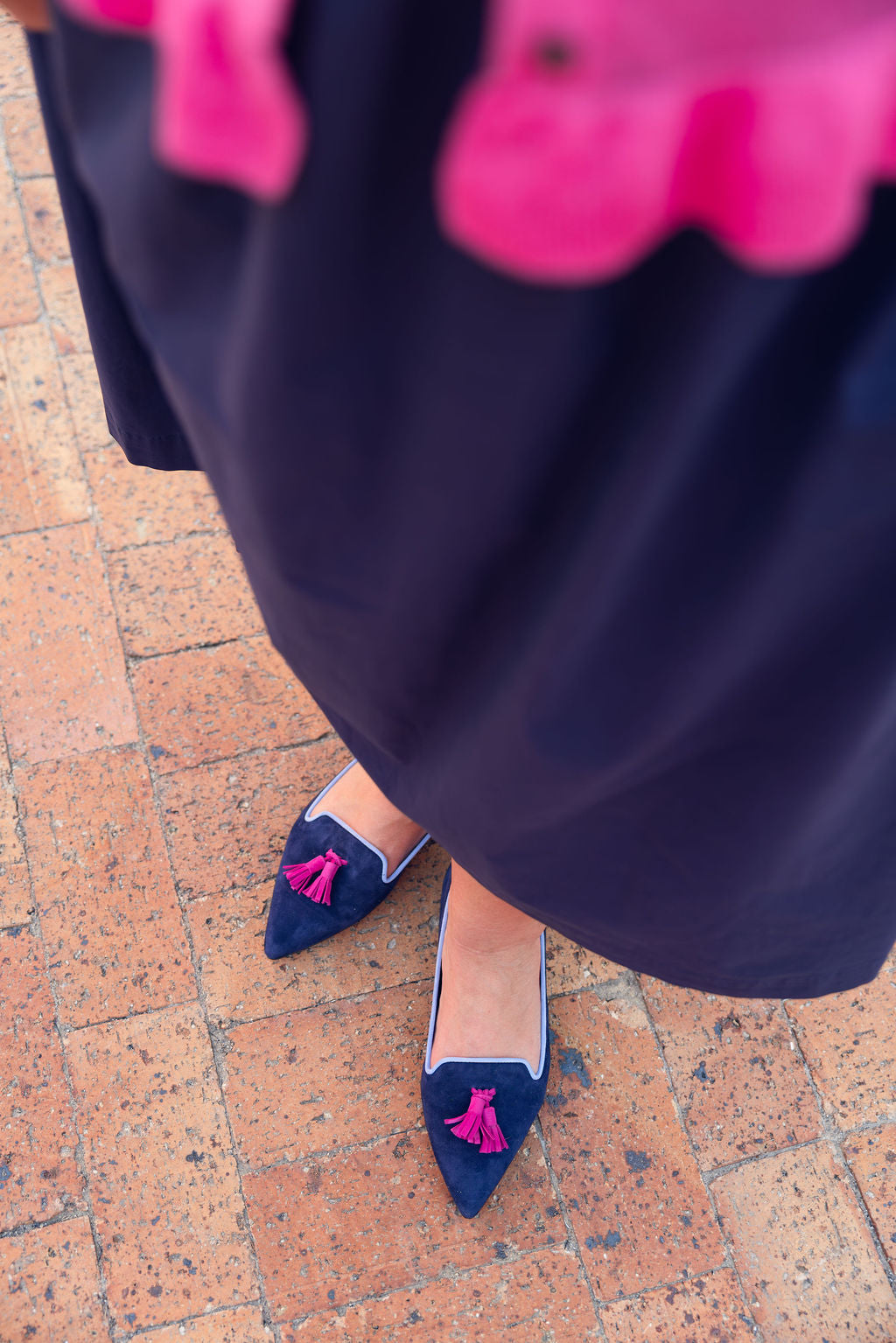 Copiativo-Hot Pink-Onda Tasselloafer Pointy (kurzer Tassel)