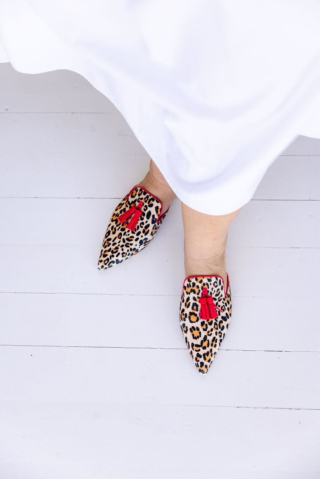 Leopard-Blood Tassel Mules