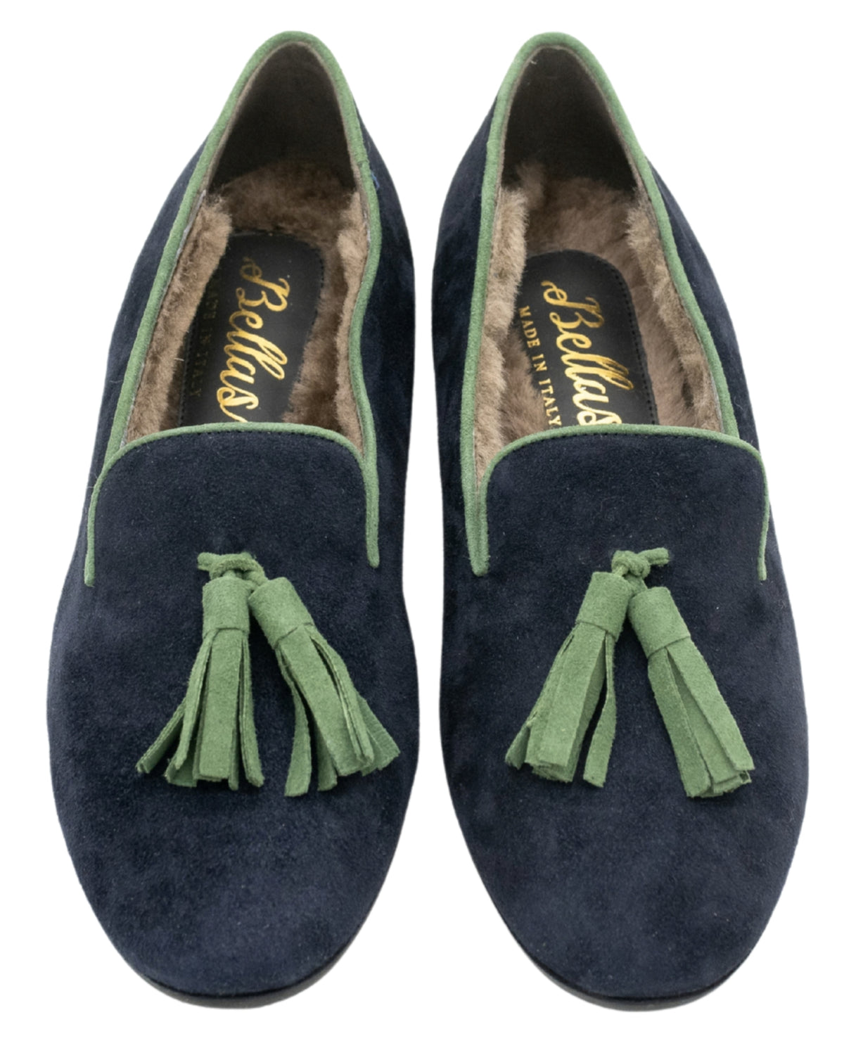 SHOOTINGSCHUH Blu Notte-Verde Tasselloafer gefüttert 41