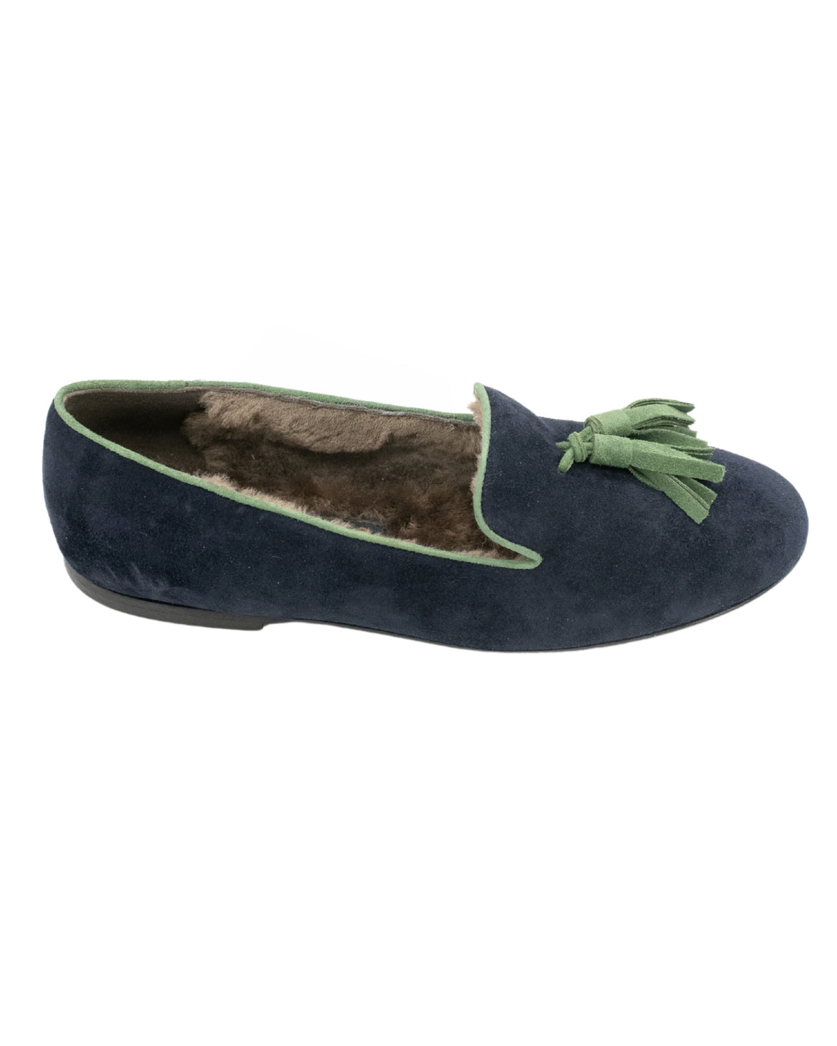 SHOOTINGSCHUH Blu Notte-Verde Tasselloafer gefüttert 41