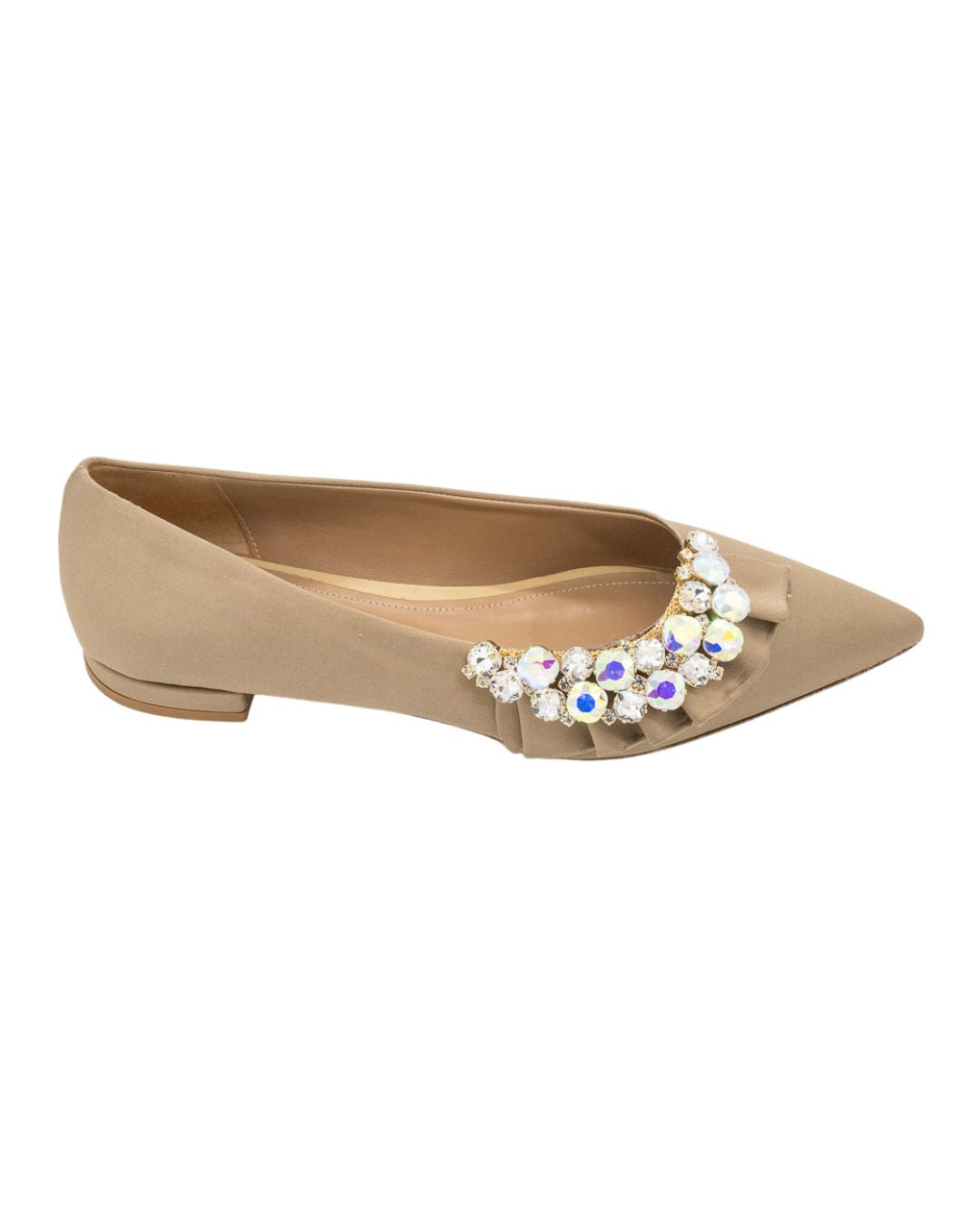 Festive Taupe-Golden Rüschenloafer Pointy