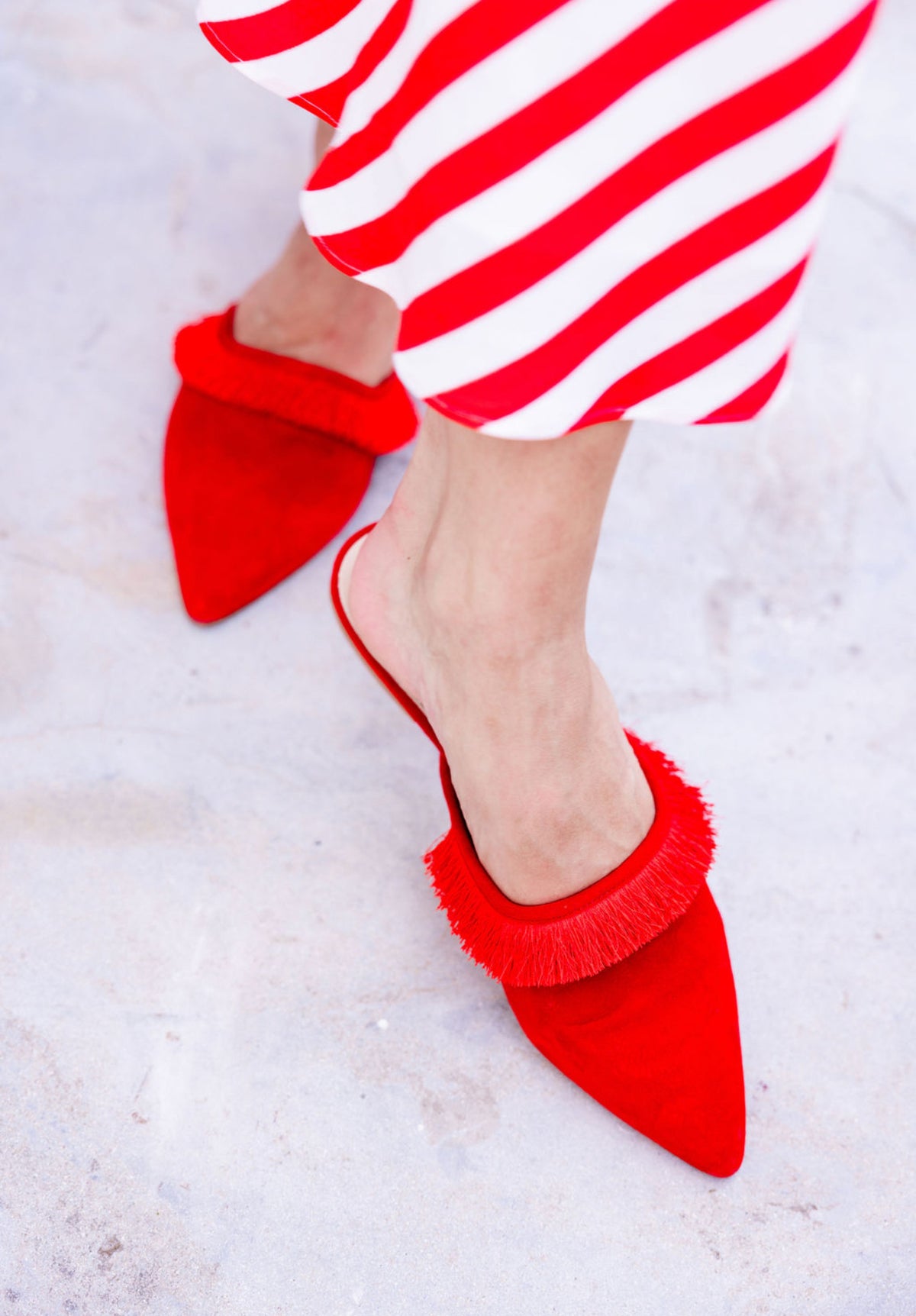 Mules Rosso Fringed