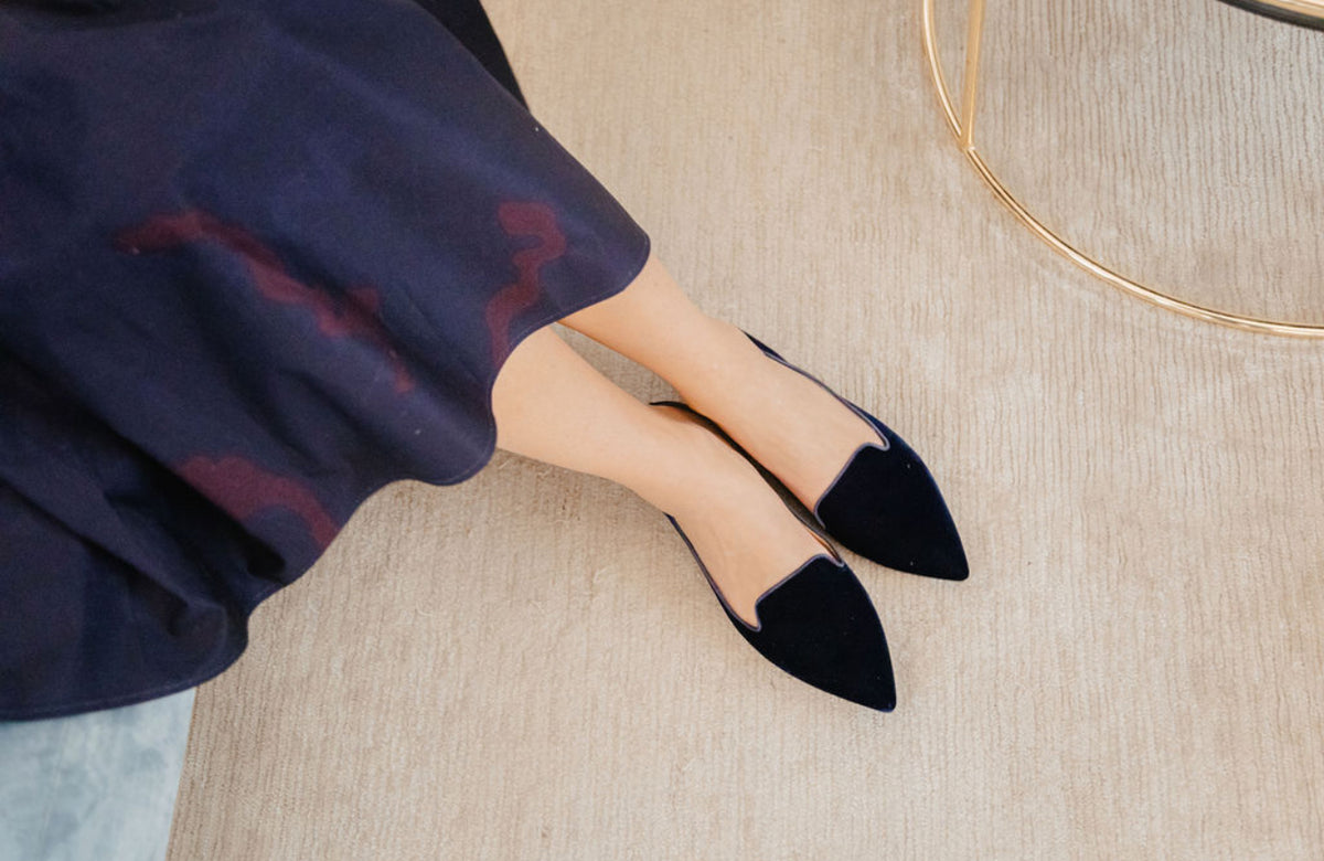Velvet Navy Pointy