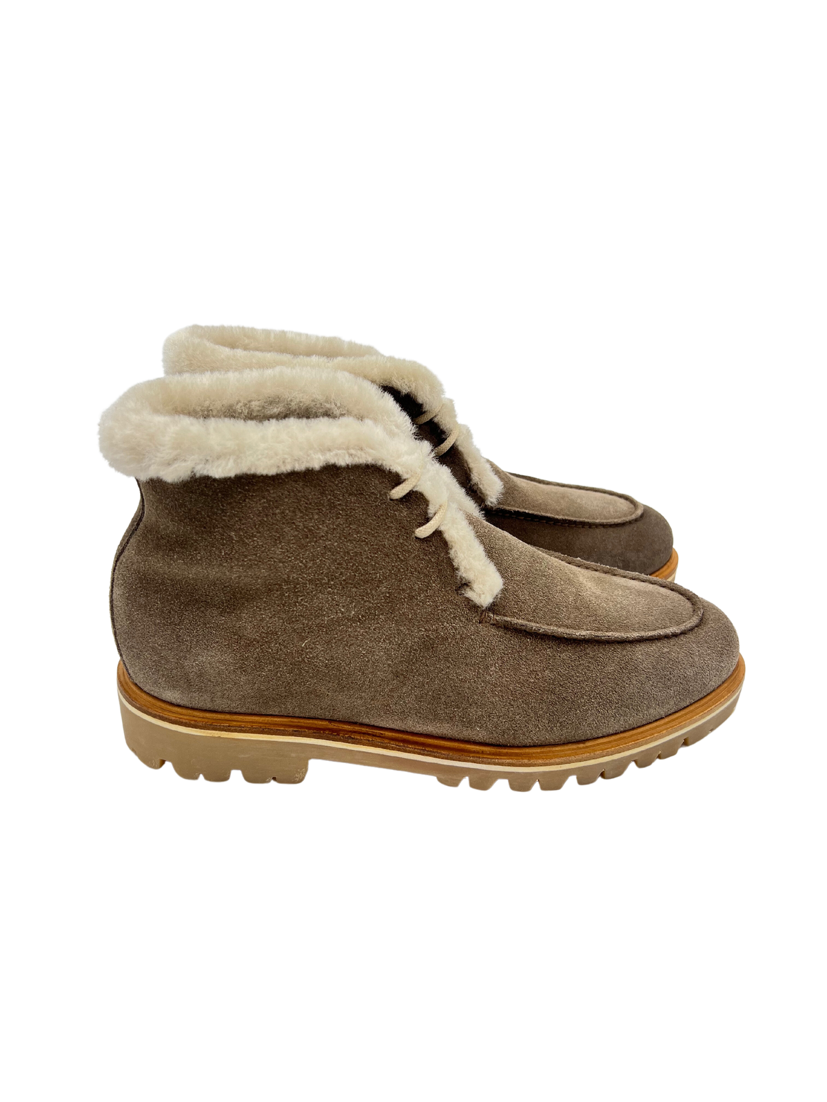 Lace-up ankle boots taupe lined