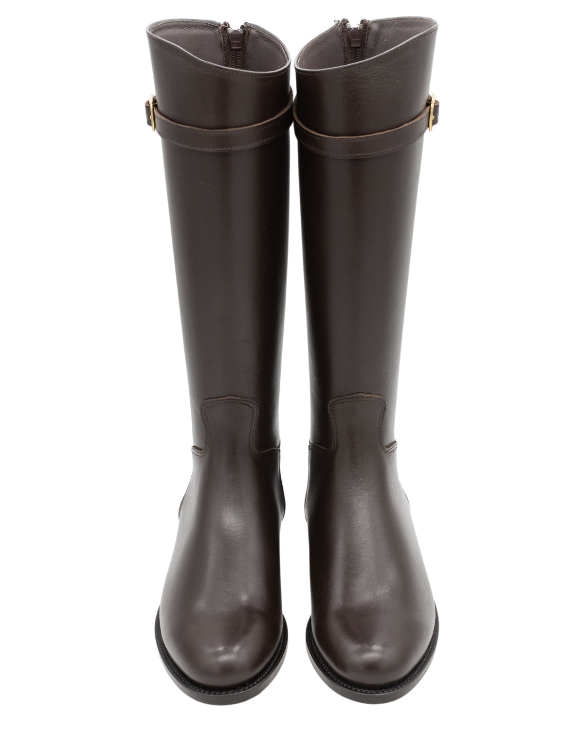 Marron Glattleder Reiter Stiefel