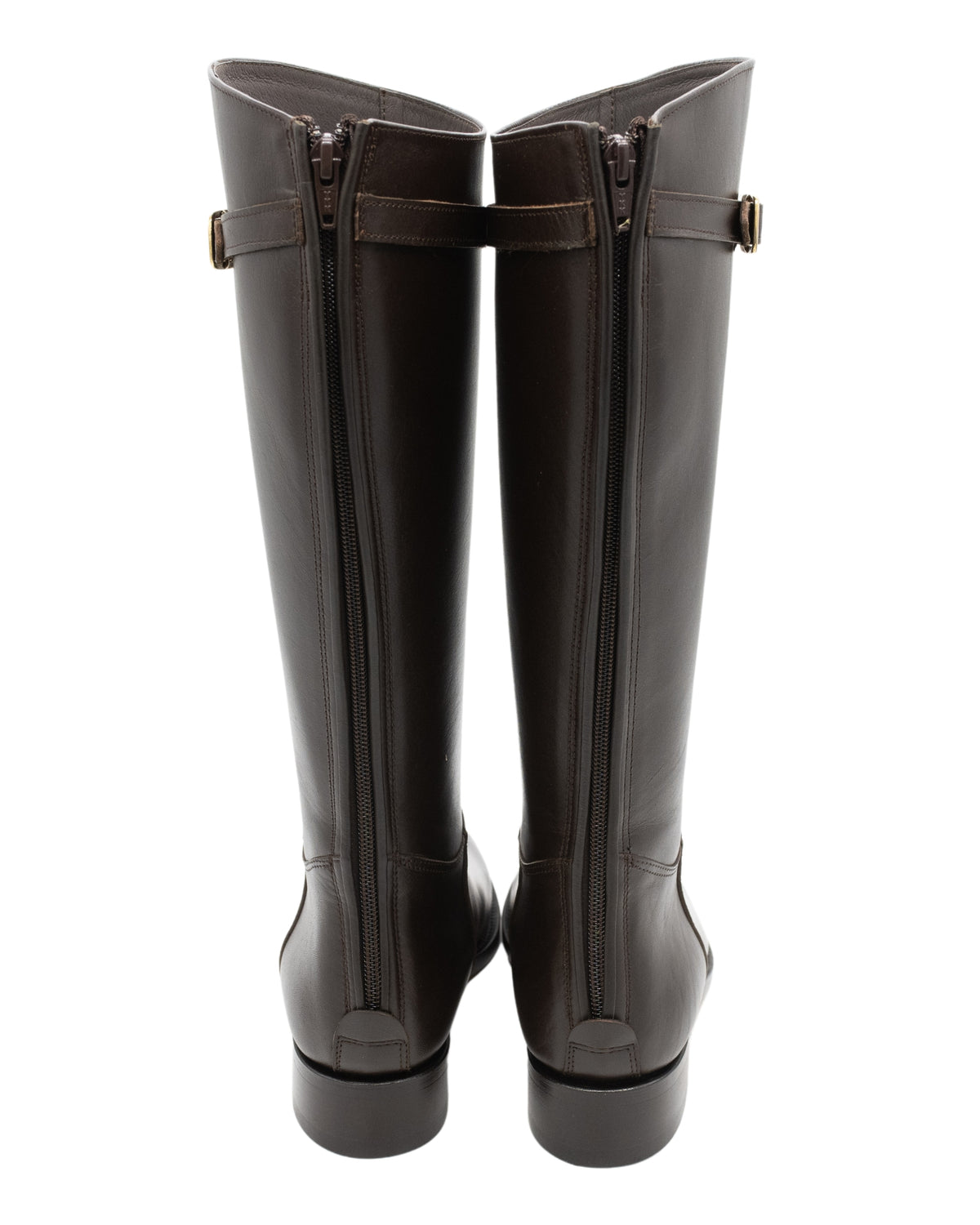 Marron Glattleder Reiter Stiefel