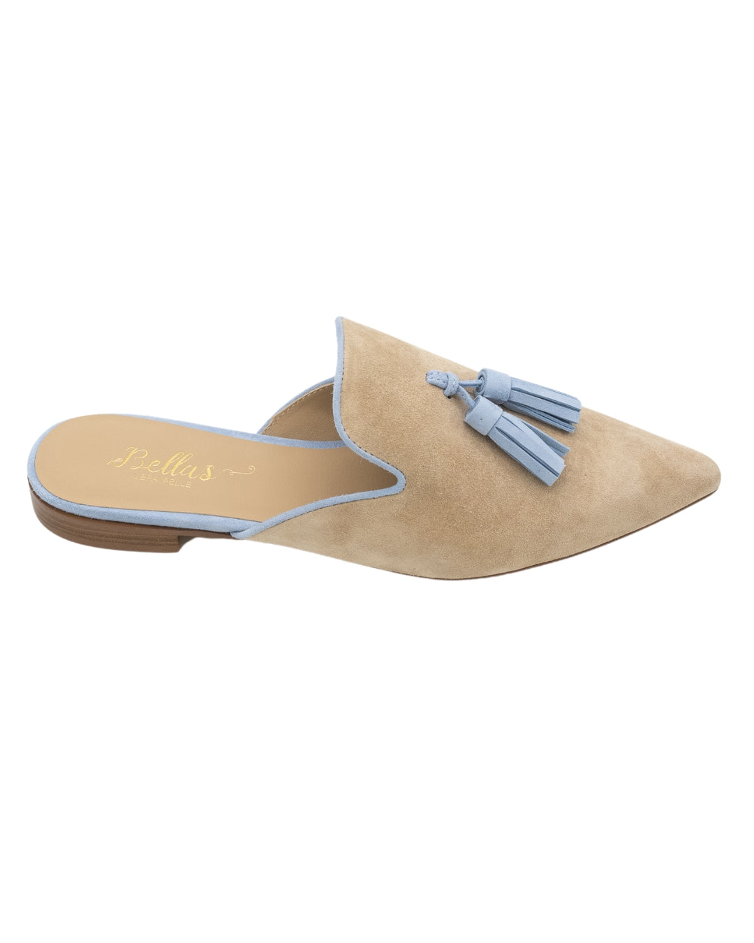 Nude-Sky Tassel Mules