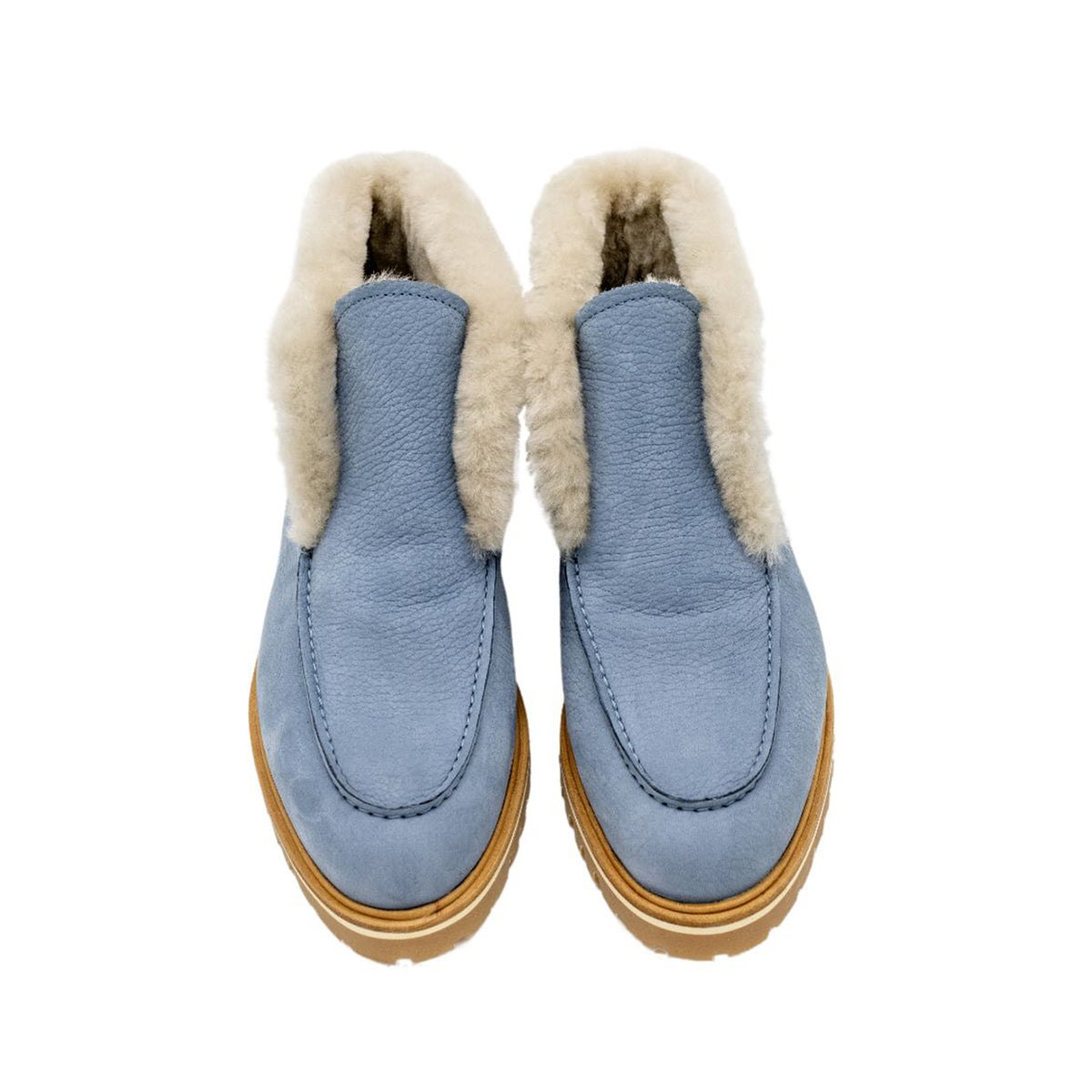Denim lined ankle boots with profile sole