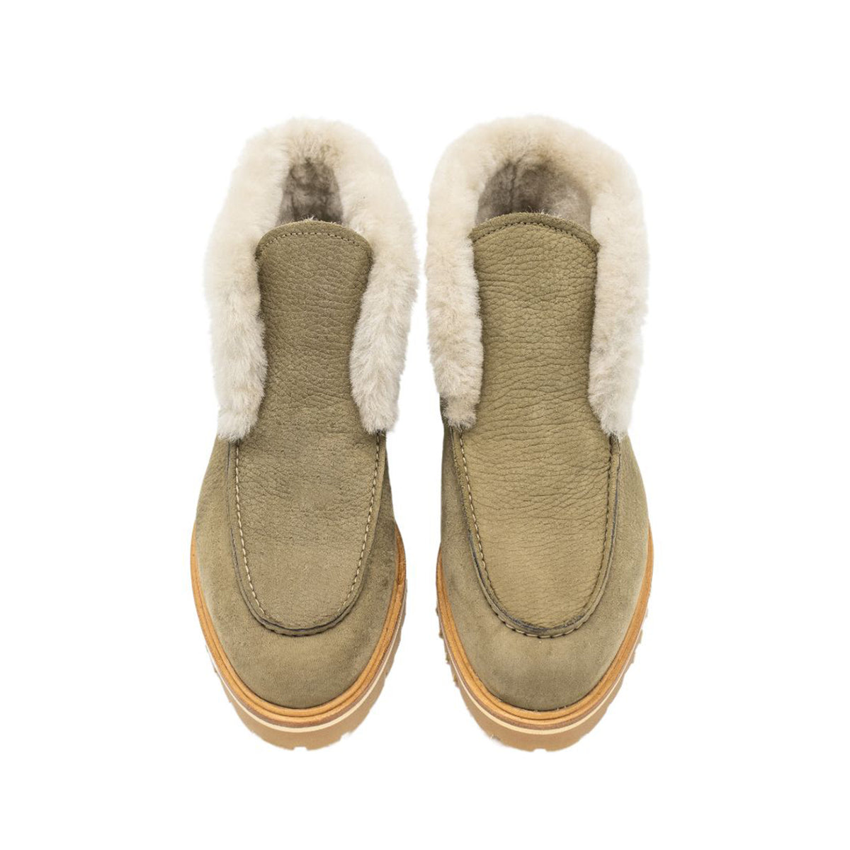Ankle boots taupe lined with profile sole